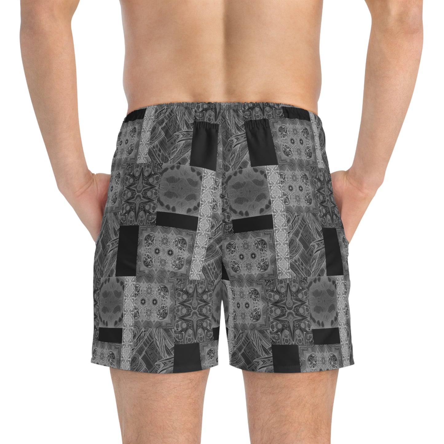 NS Greyscale Ethnic Print Swim/Sport Shorts