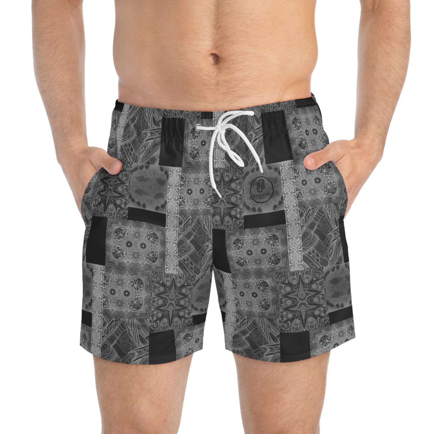 NS Greyscale Ethnic Print Swim/Sport Shorts