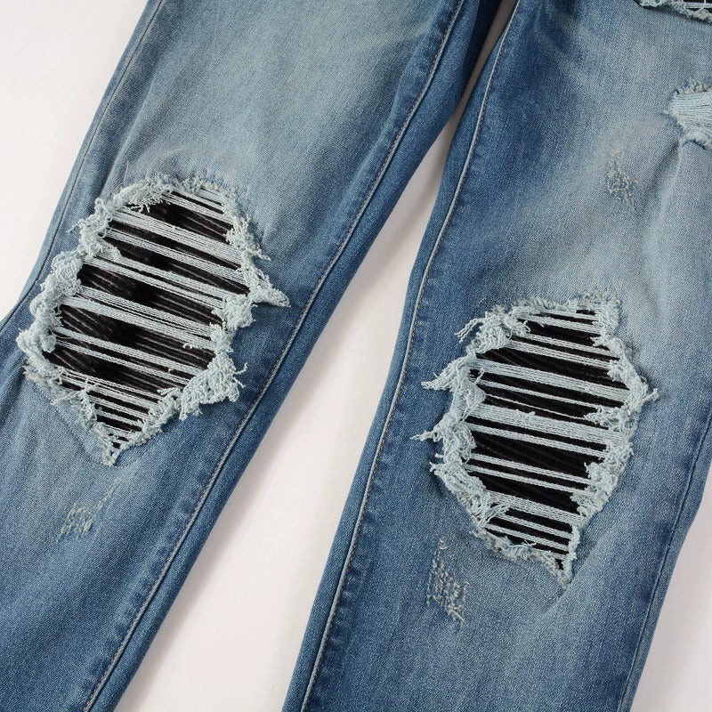 NS Leather Patch Jeans