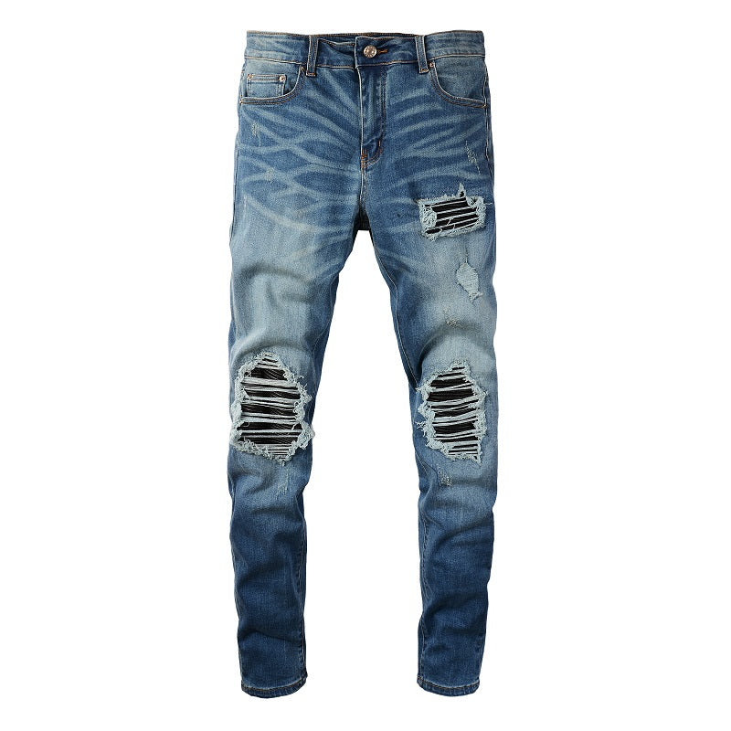 NS Leather Patch Jeans