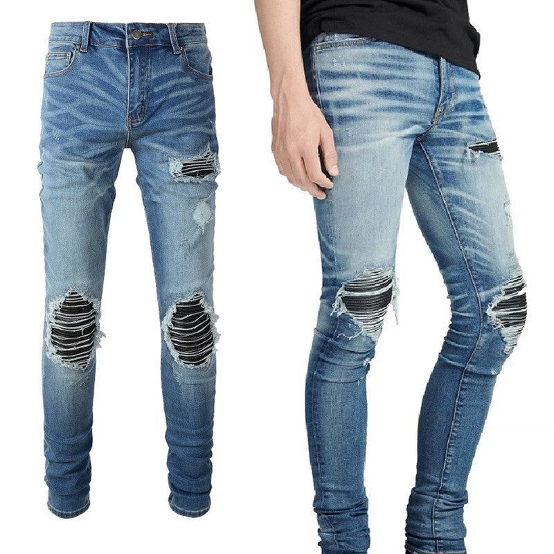 NS Leather Patch Jeans