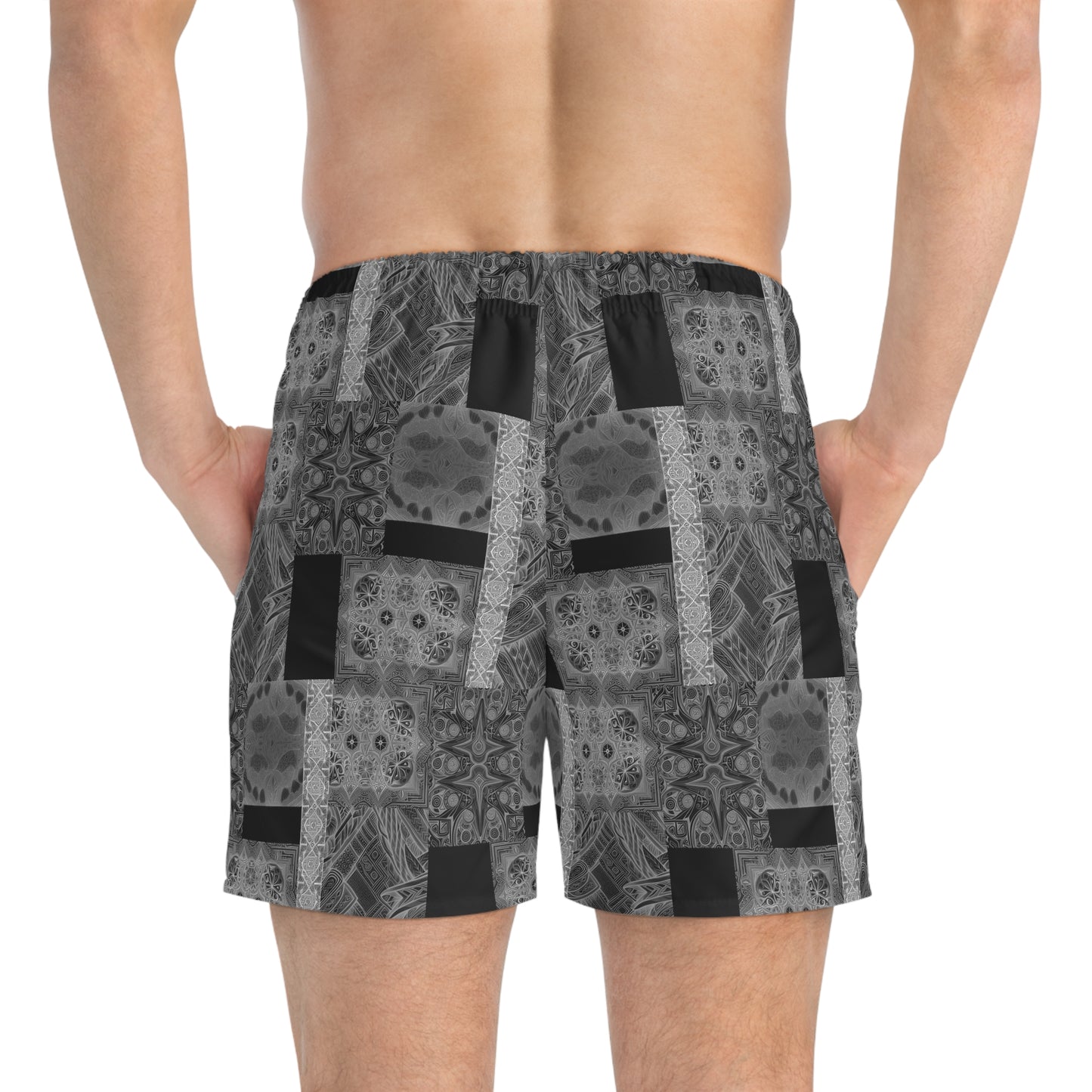 NSeason Greyscale Ethnic Print Swim/Sport Shorts