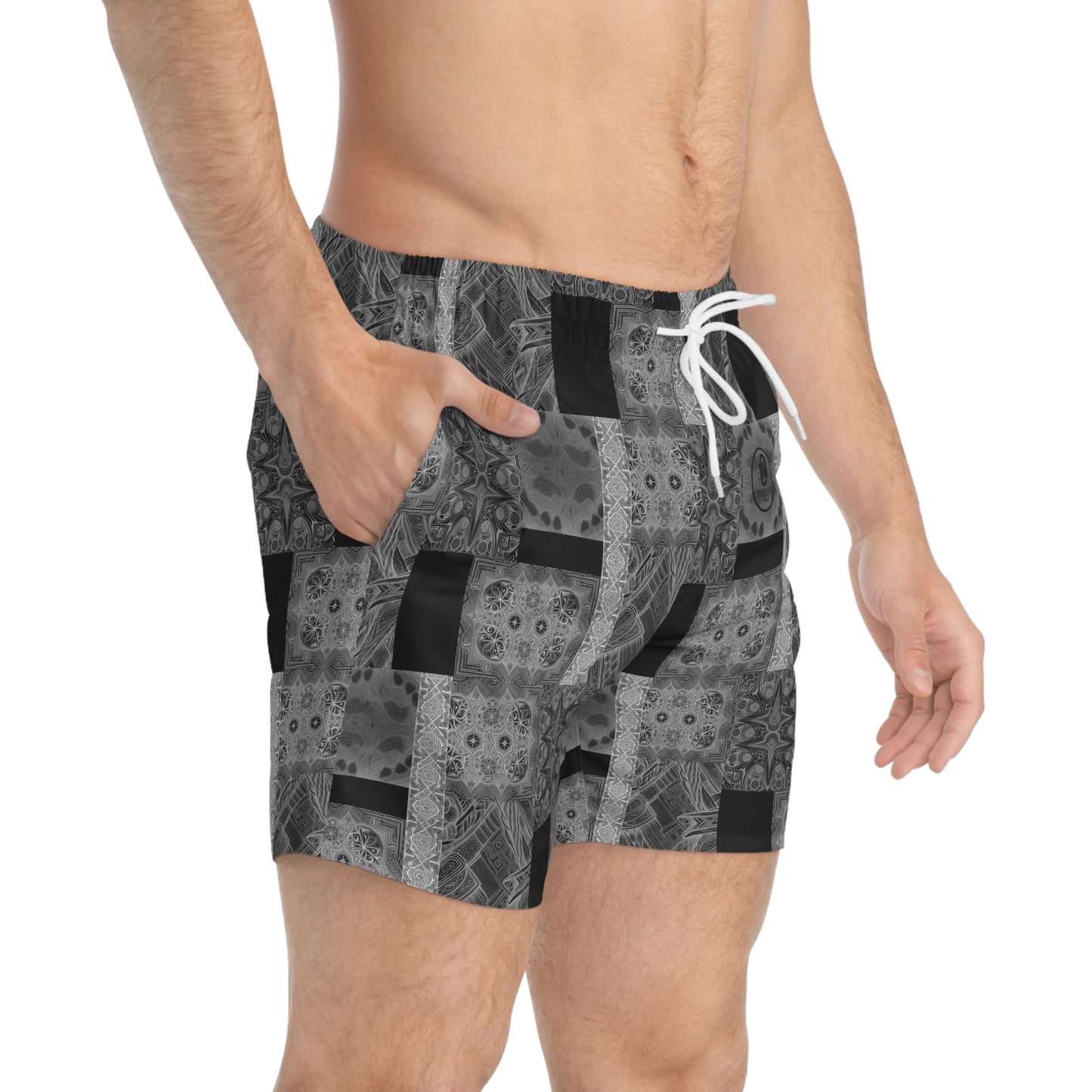 NSeason Greyscale Ethnic Print Swim/Sport Shorts